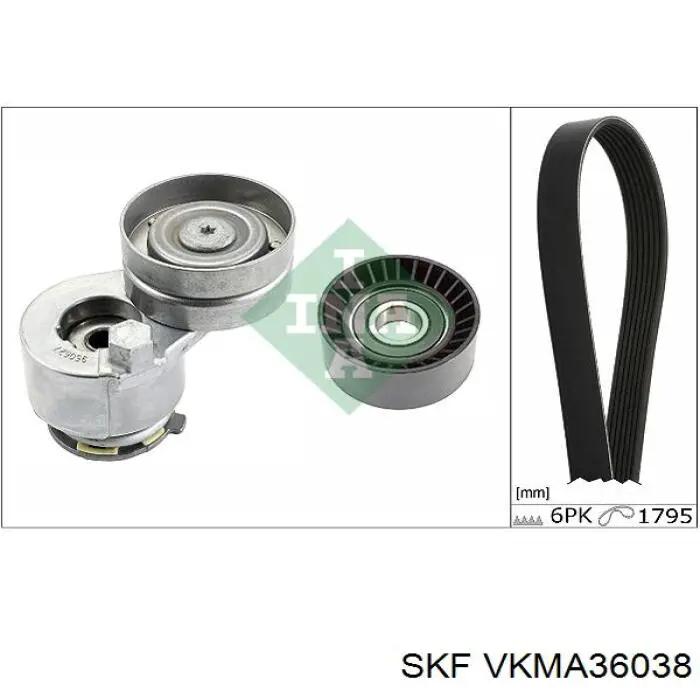 VKMA 36038 SKF correa de transmision, juego completo