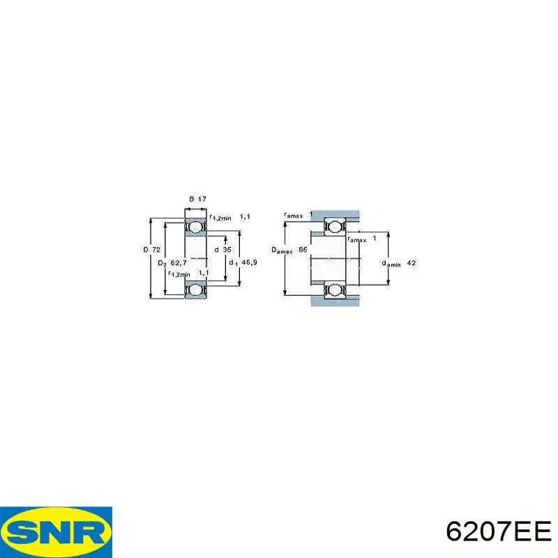 6207.EE SNR rodamiento exterior del eje delantero