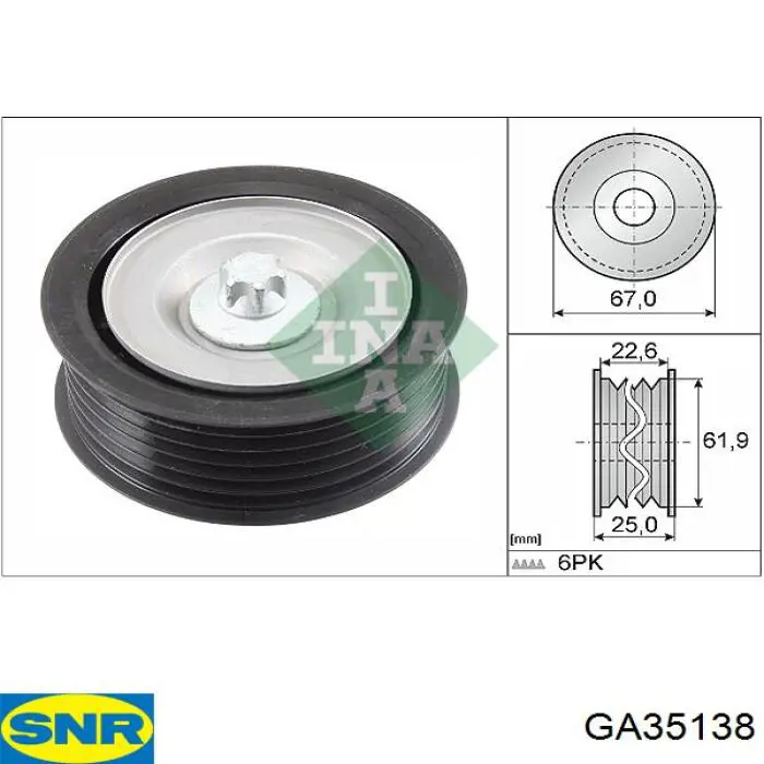 GA351.38 SNR polea inversión / guía, correa poli v