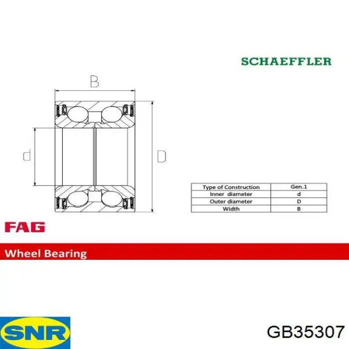 GB35307 SNR cojinete de rueda delantero
