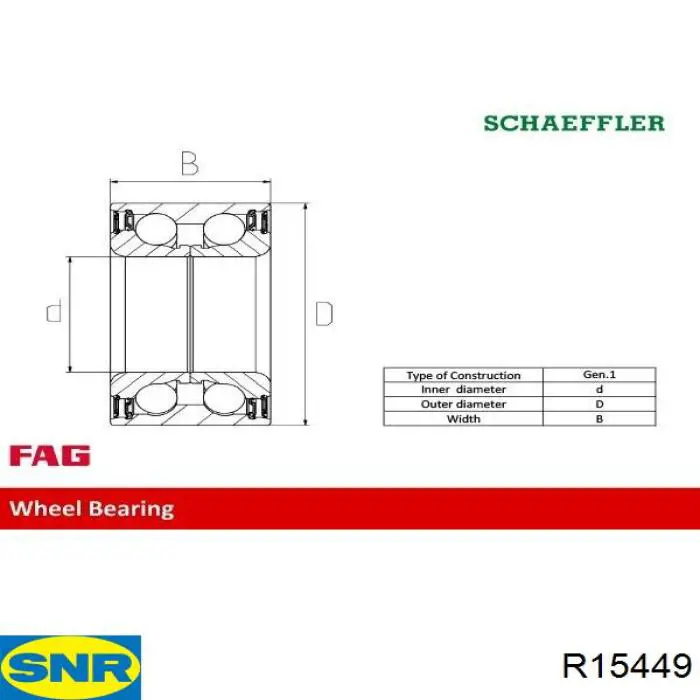 R154.49 SNR cojinete de rueda delantero