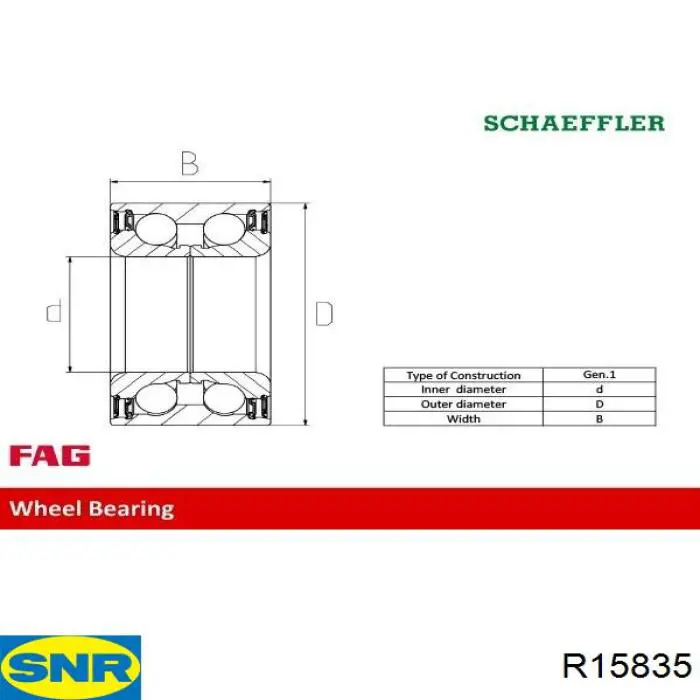 R158.35 SNR cojinete de rueda delantero