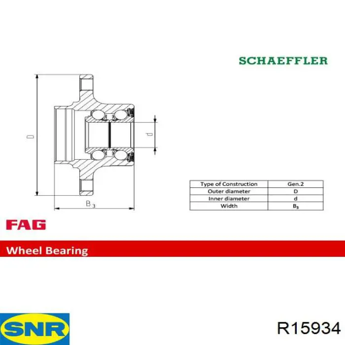 R159.34 SNR cubo de rueda trasero