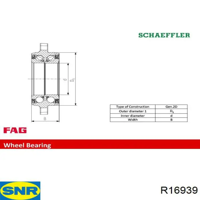 R16939 SNR cojinete de rueda trasero