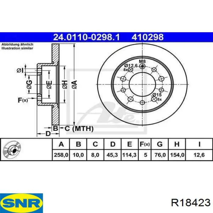 R18423 SNR cubo de rueda trasero