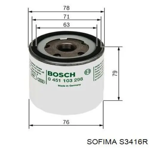 S 3416 R Sofima filtro de aceite