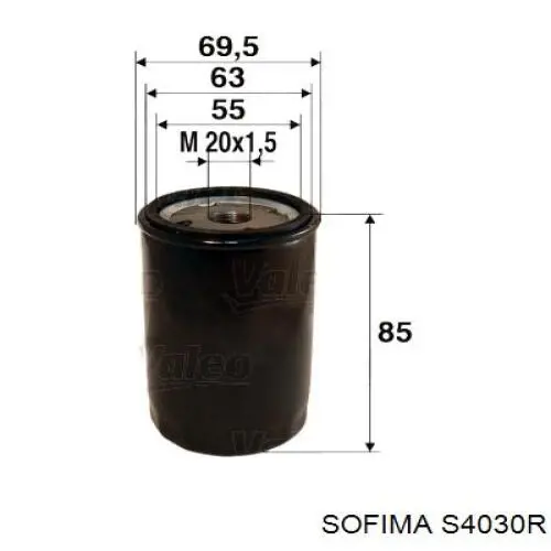 S 4030 R Sofima filtro de aceite