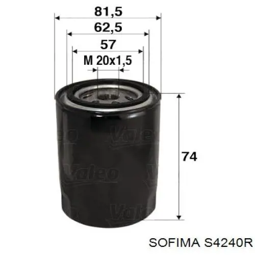 S 4240 R Sofima filtro de aceite