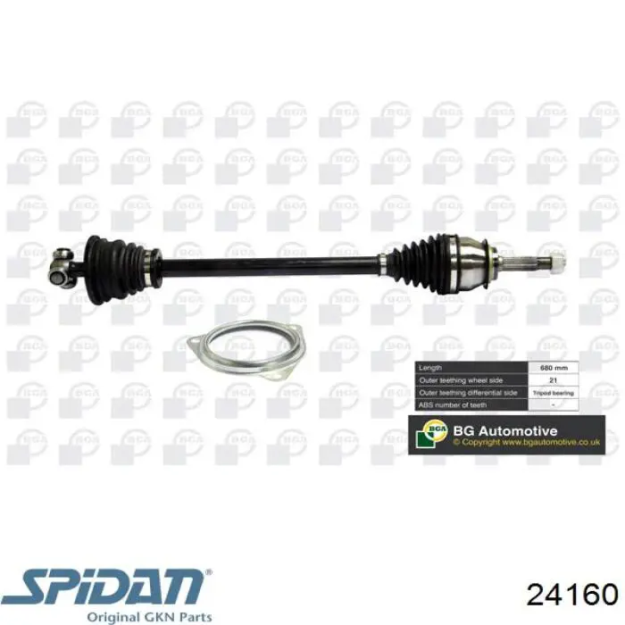 24160 GKN-Spidan árbol de transmisión delantero izquierdo