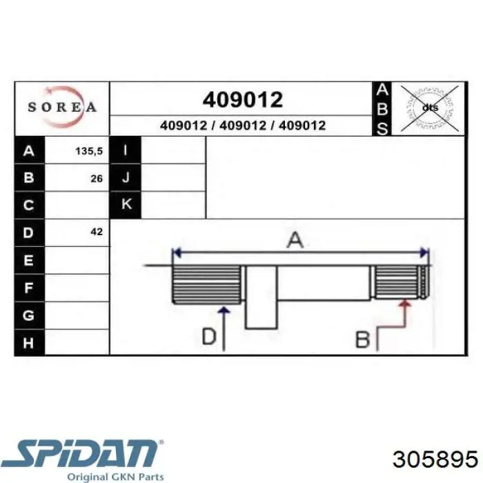 305895 GKN-Spidan semieje de transmisión intermedio