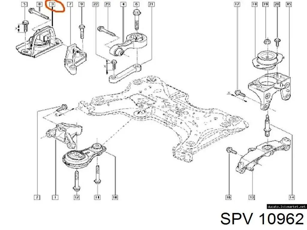 10962 SPV soporte de motor derecho