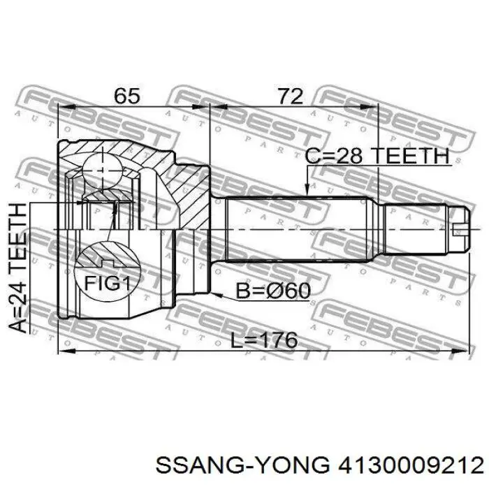 4130009212 Ssang Yong árbol de transmisión delantero derecho