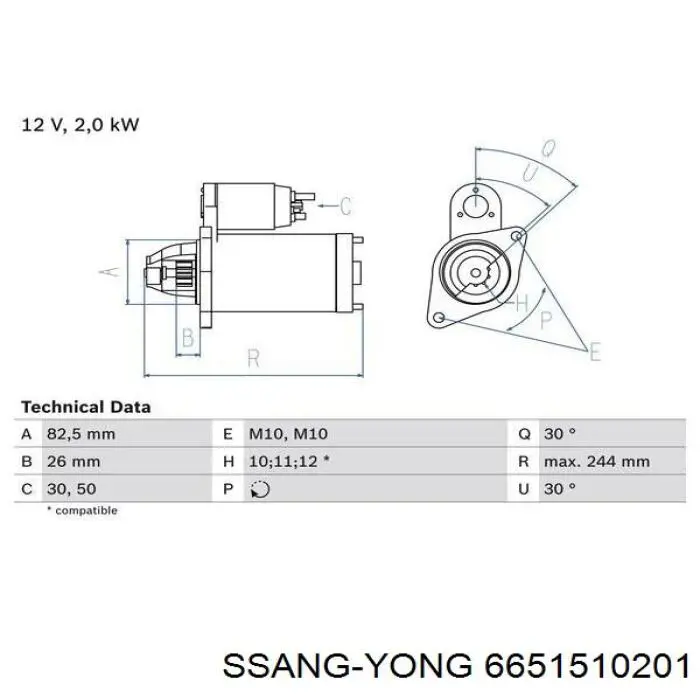 6651510201 Ssang Yong motor de arranque