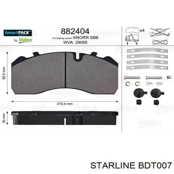 BD T007 Starline pastillas de freno delanteras