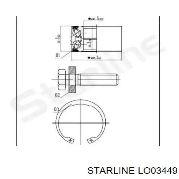 LO 03449 Starline cojinete de rueda delantero