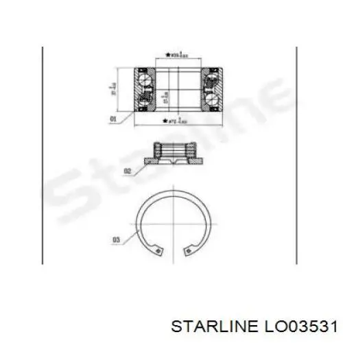 LO 03531 Starline cojinete de rueda delantero