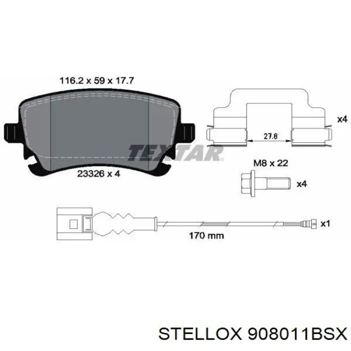 908011B-SX Stellox pastillas de freno traseras