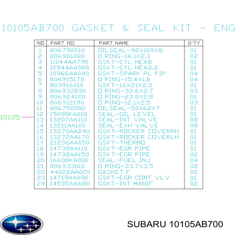 10105AB700 Subaru 