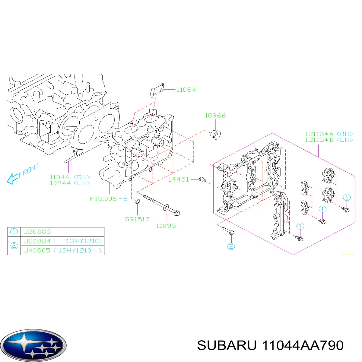  Junta de culata derecha para Subaru Forester 3 