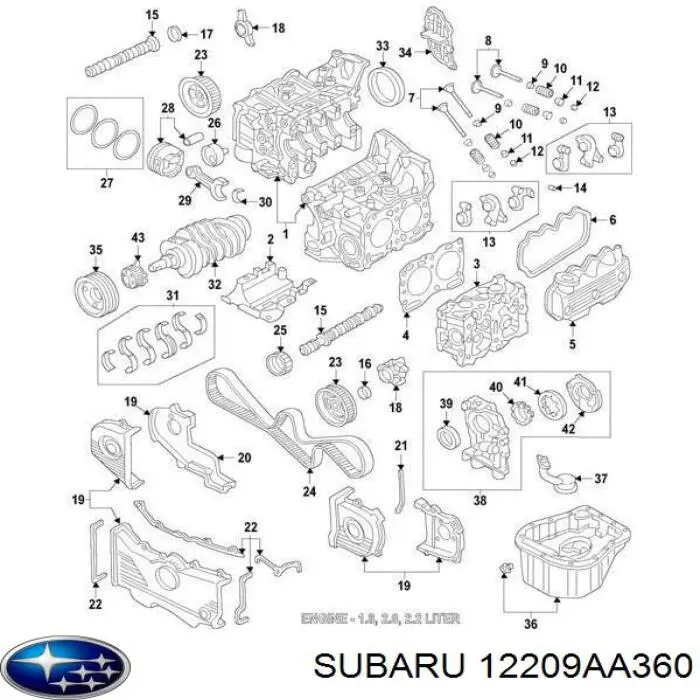 12209AA360 Subaru juego de cojinetes de cigüeñal, estándar, (std)