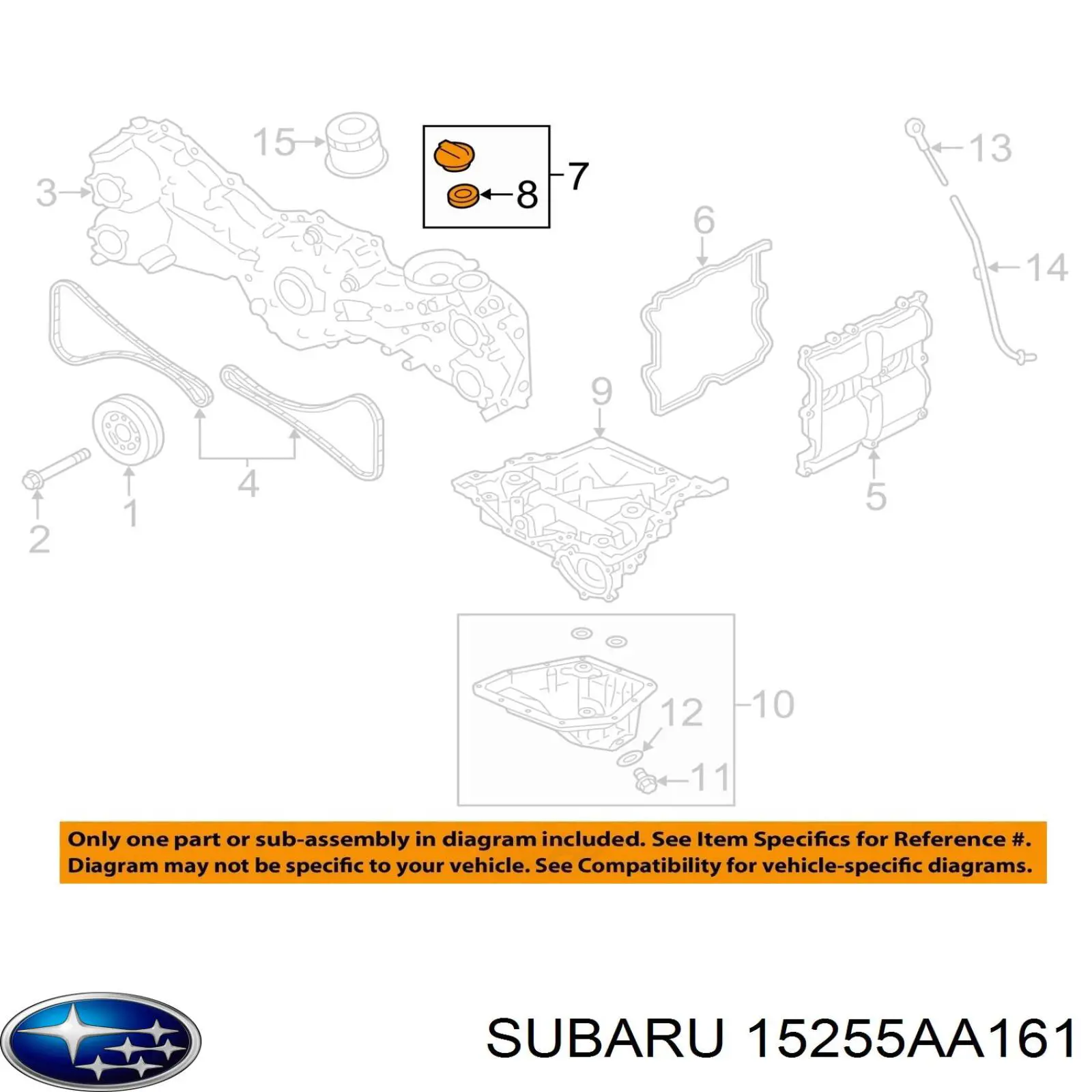 15255AA160 Subaru tapa de tubo de llenado de aceite