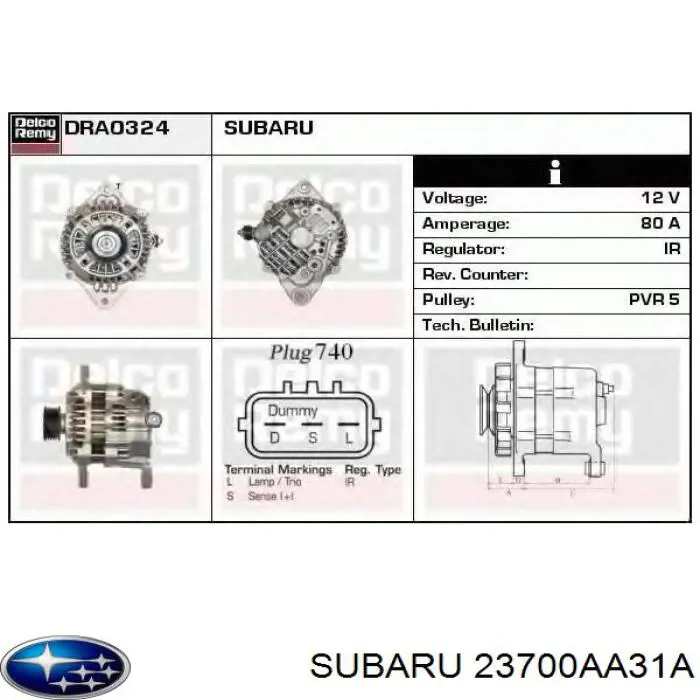 23700AA31A Subaru alternador