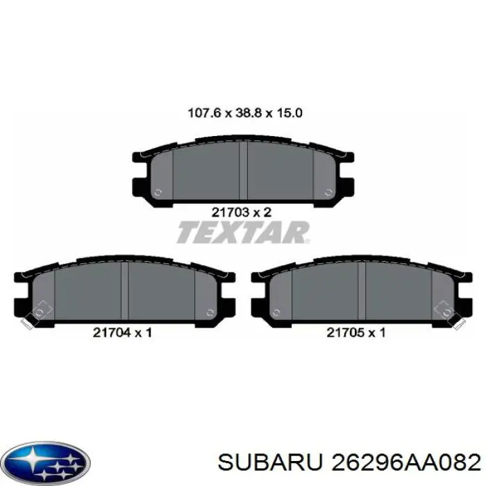 26296AA082 Subaru pastillas de freno traseras