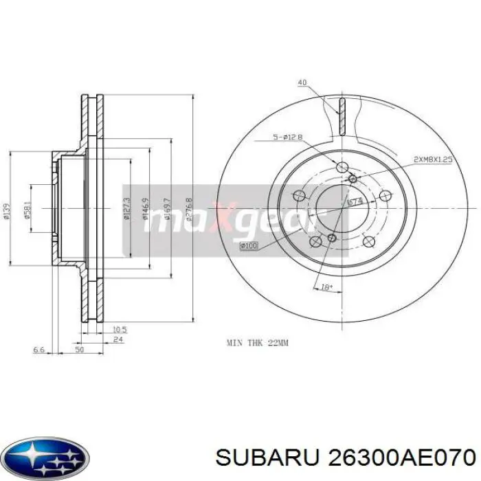 26300AE070 Subaru freno de disco delantero