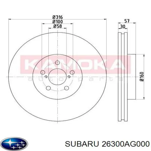 26300AG000 Subaru freno de disco delantero