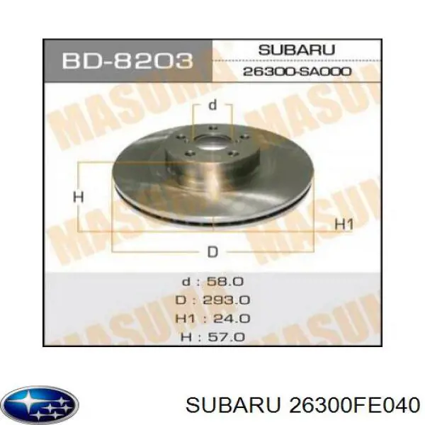 26300FE040 Subaru freno de disco delantero