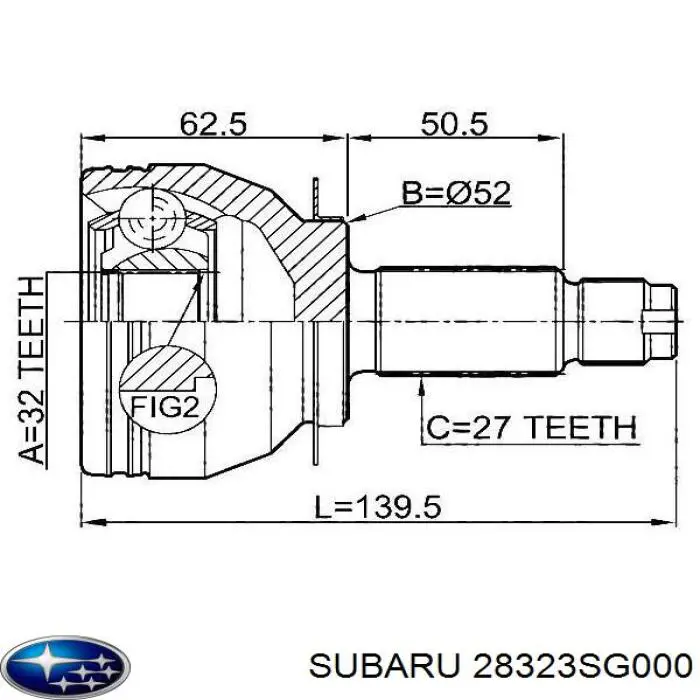 28323SG000 Subaru fuelle, árbol de transmisión delantero exterior