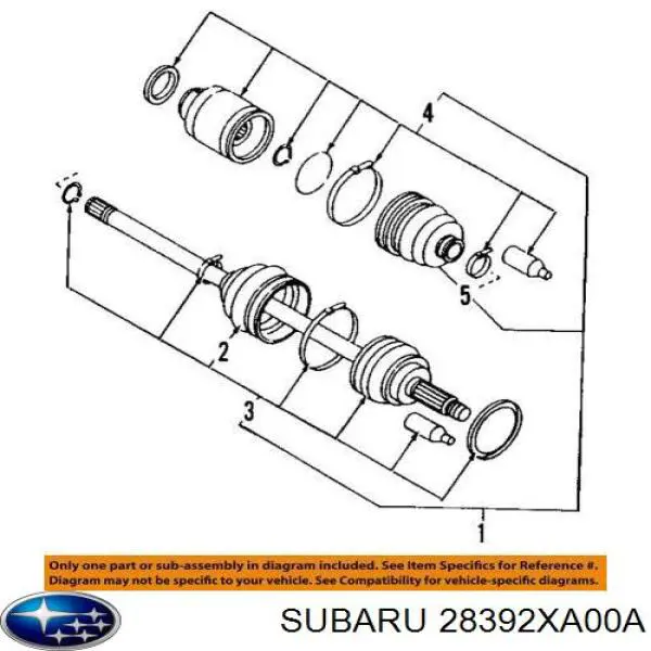 28392XA00A Subaru junta homocinética interior delantera