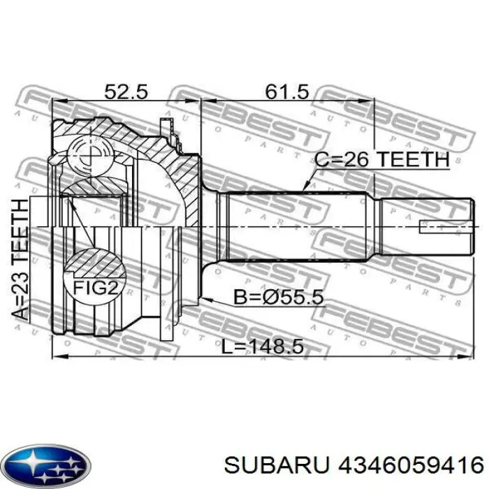 4346059416 Subaru árbol de transmisión delantero derecho