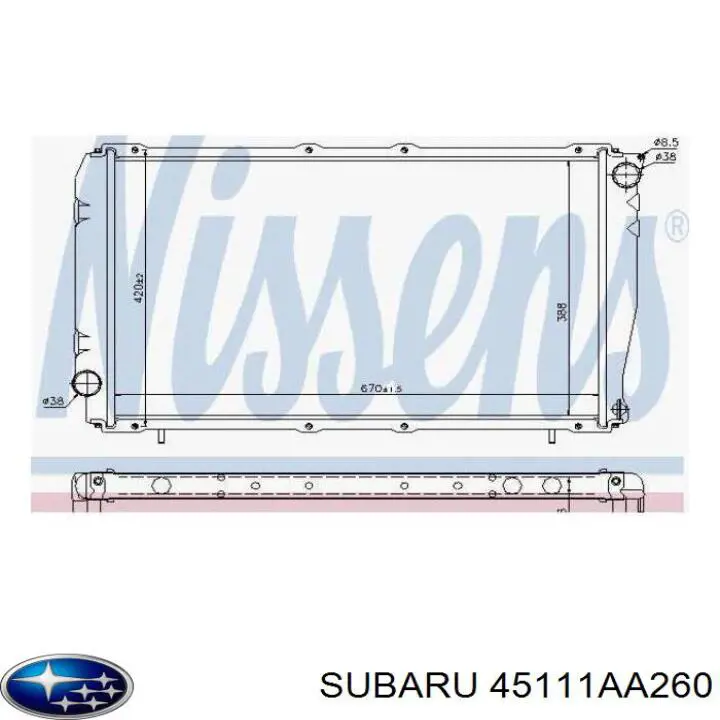 45111AA260 Subaru radiador refrigeración del motor