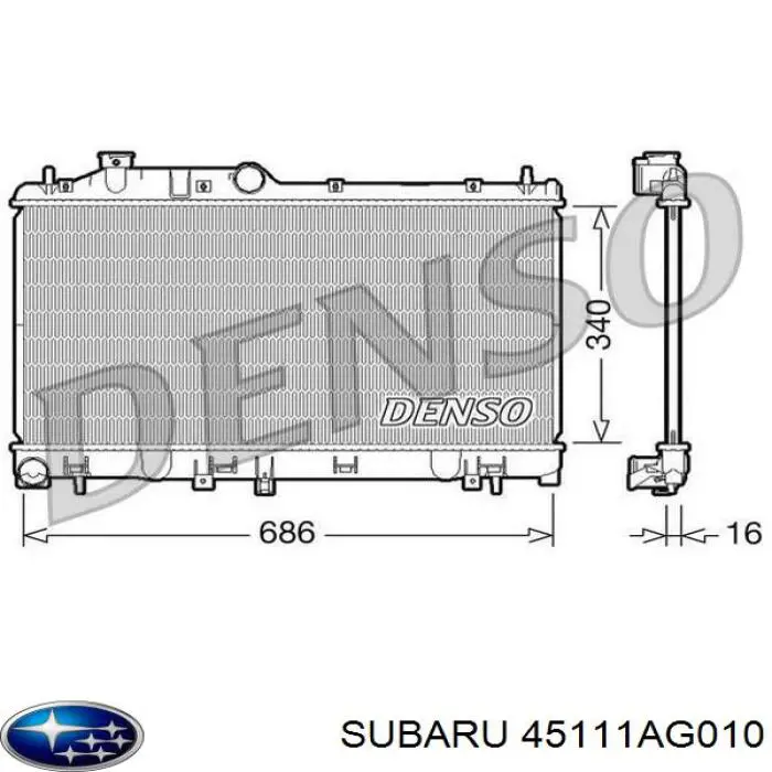 45111AG010 Subaru radiador refrigeración del motor