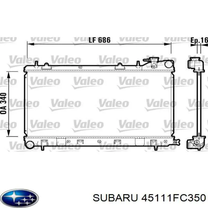 45111FC350 Subaru radiador refrigeración del motor