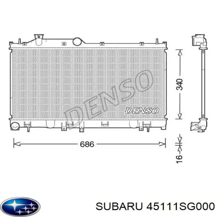 45111SG000 Subaru radiador refrigeración del motor