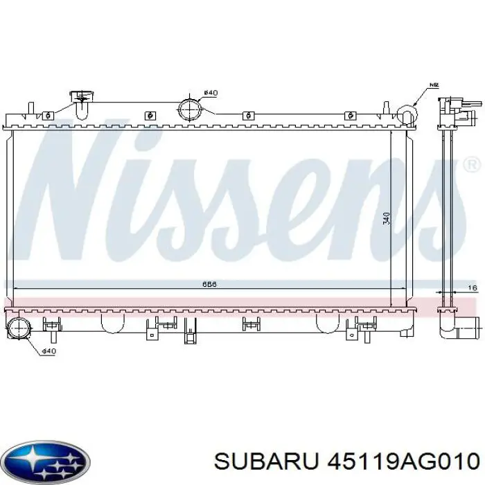 45119AG010 Subaru radiador refrigeración del motor