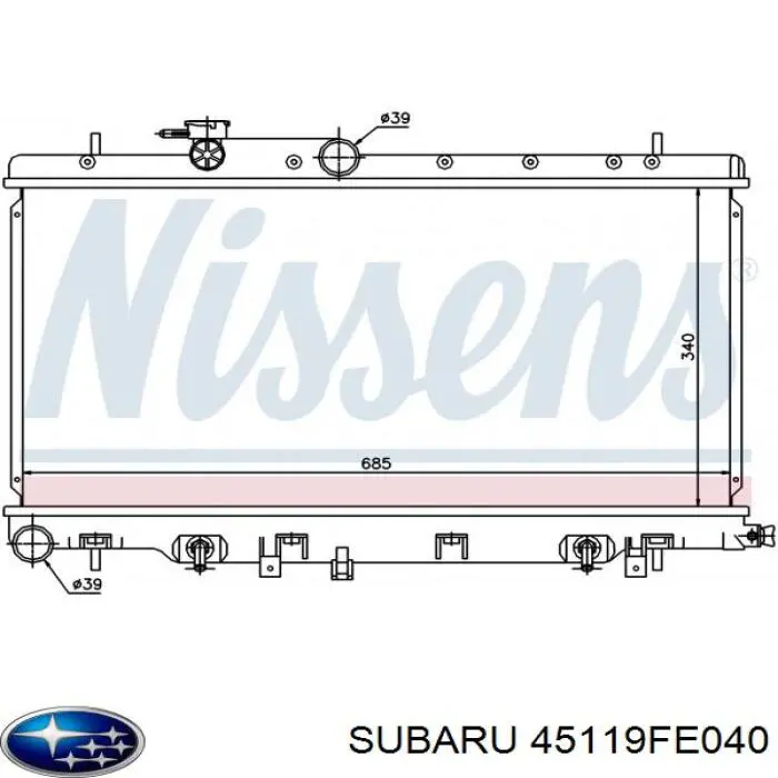 45119FE040 Subaru radiador refrigeración del motor