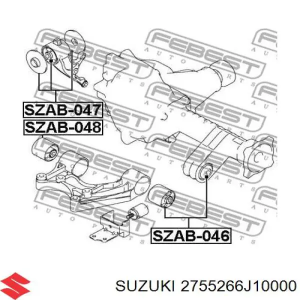 2755266J10 Suzuki silentblock,suspensión, cuerpo del eje delantero, izquierdo