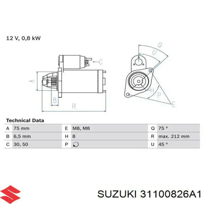 31100826A1 Suzuki motor de arranque