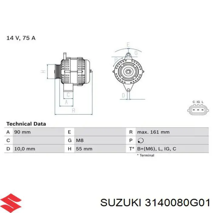 3140080G01 Suzuki alternador