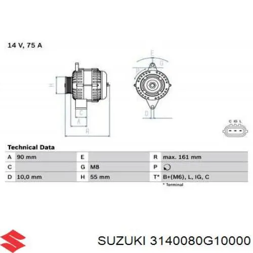 3140080G10000 Suzuki alternador