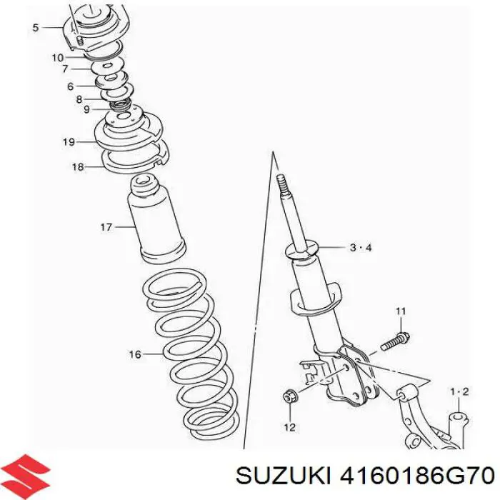 4160186G70000 Suzuki amortiguador delantero derecho