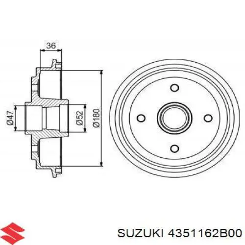 4351162B00 Suzuki freno de tambor trasero