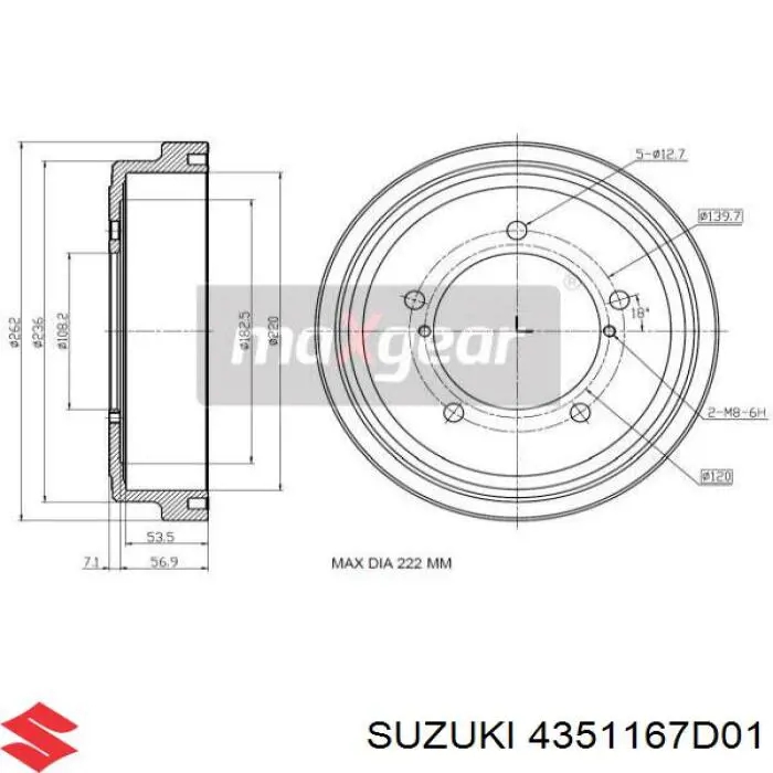 4351167D01 Suzuki freno de tambor trasero