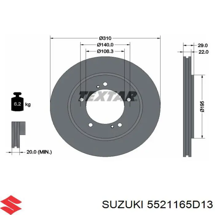 5521165D13 Suzuki freno de disco delantero