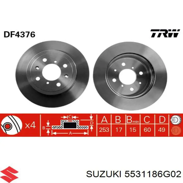 5531186G02 Suzuki freno de disco delantero