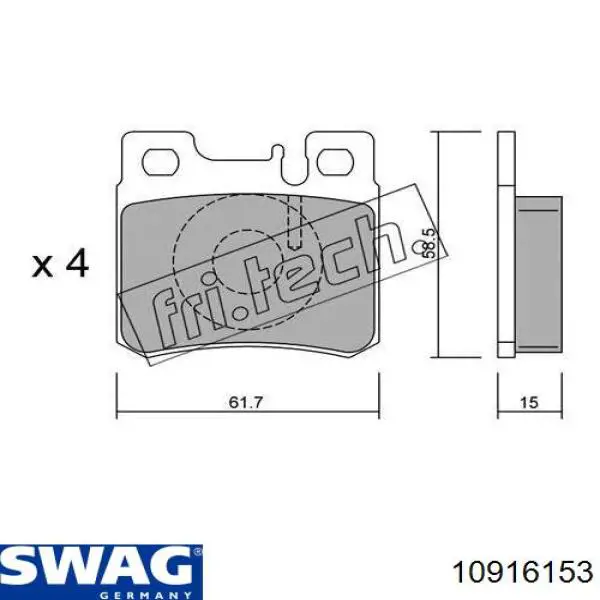 10916153 Swag pastillas de freno traseras