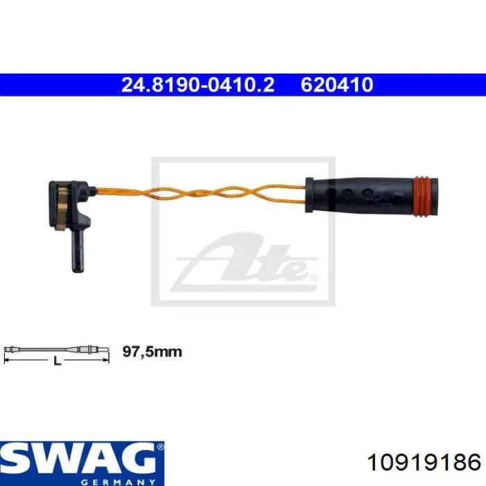 10919186 Swag contacto de aviso, desgaste de los frenos, trasero